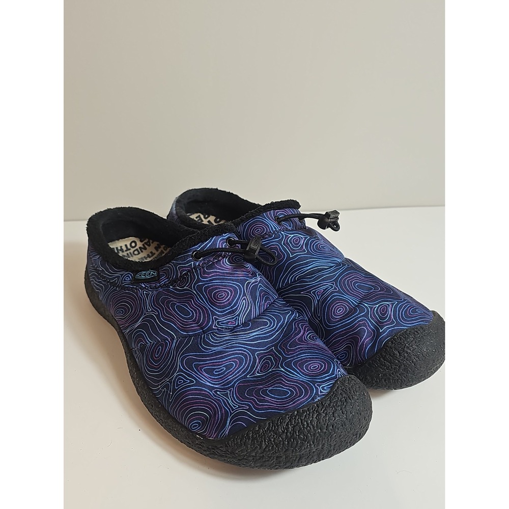 Keen Women's Size 11 Howser III Slide Shoes Blue/Black Atoll Map Pattern Slip-On